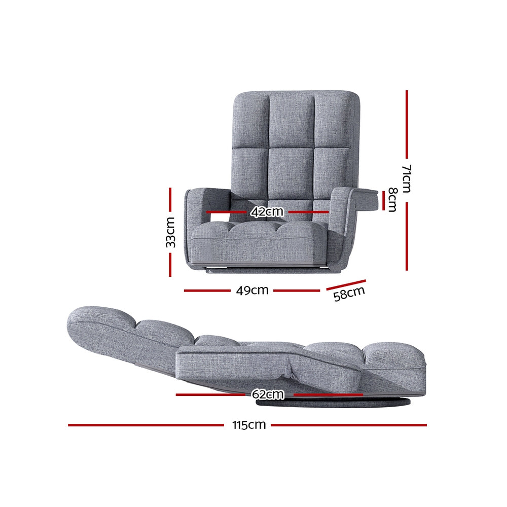 Artiss Floor Sofa Bed Lounge Chair Recliner Chaise Chair Swivel Grey