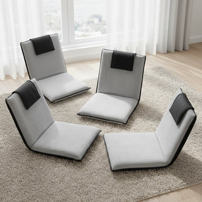 Artiss 4X Floor Lounge Sofa Bed Floor Cushion Velvet Grey