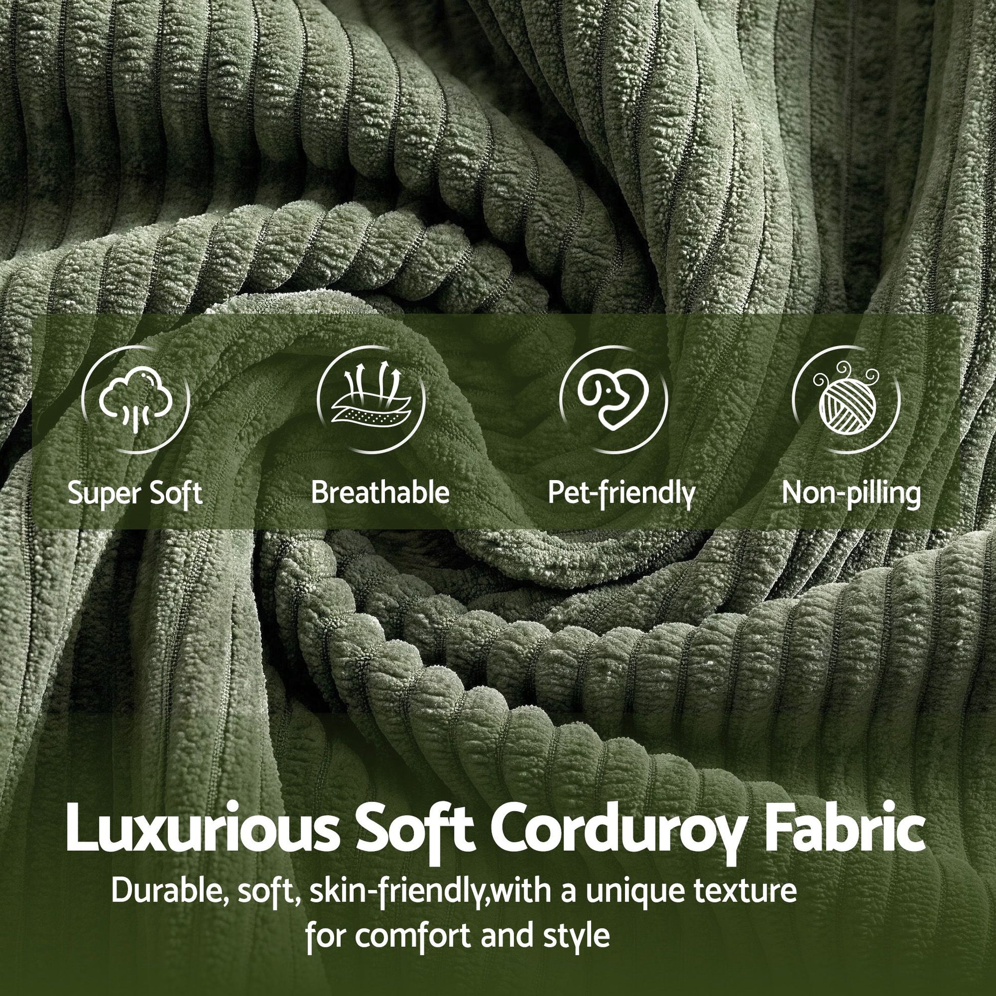 Artiss Armchair Floor Chair Couch Recliner 1 Seater Cloud Chaise Lounge Corduroy Green