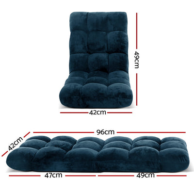 Artiss Floor Lounge Sofa Bed Flannel Fabric Navy