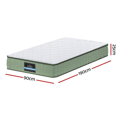 Giselle 25cm Memory Foam Mattress Dual Layer Zipper Cover Cool Charcoal Foam Mattresses Single