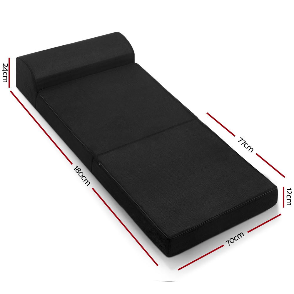 Giselle Bedding Folding Foam Mattress Portable Single Sofa Bed Mat Air Mesh Fabric Black