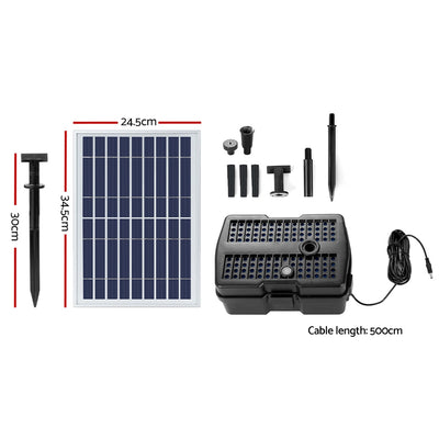 Gardeon Solar Pond Pump with Eco Filter Box Water Fountain Kit 5FT