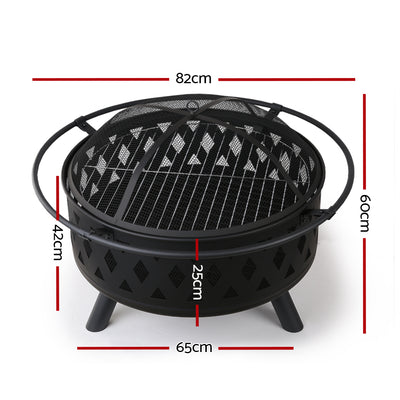 Fire Pit BBQ Charcoal Grill Ring Portable Outdoor Kitchen Fireplace 32"