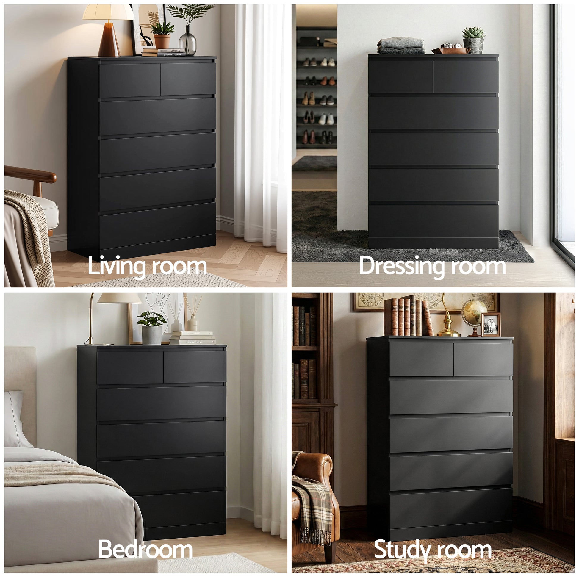 Artiss 6 Chest of Drawers Tallboy PEPE Black