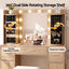 Artiss Dressing Table Vanity Desk LED Mirror Stool Set Charging Station Glass Top Rotating Shelf Wood