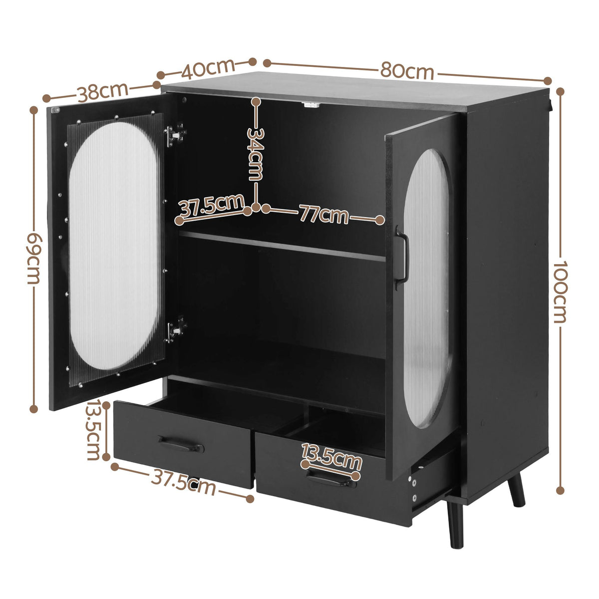 Artiss Buffet Sideboard Double Doors - Black