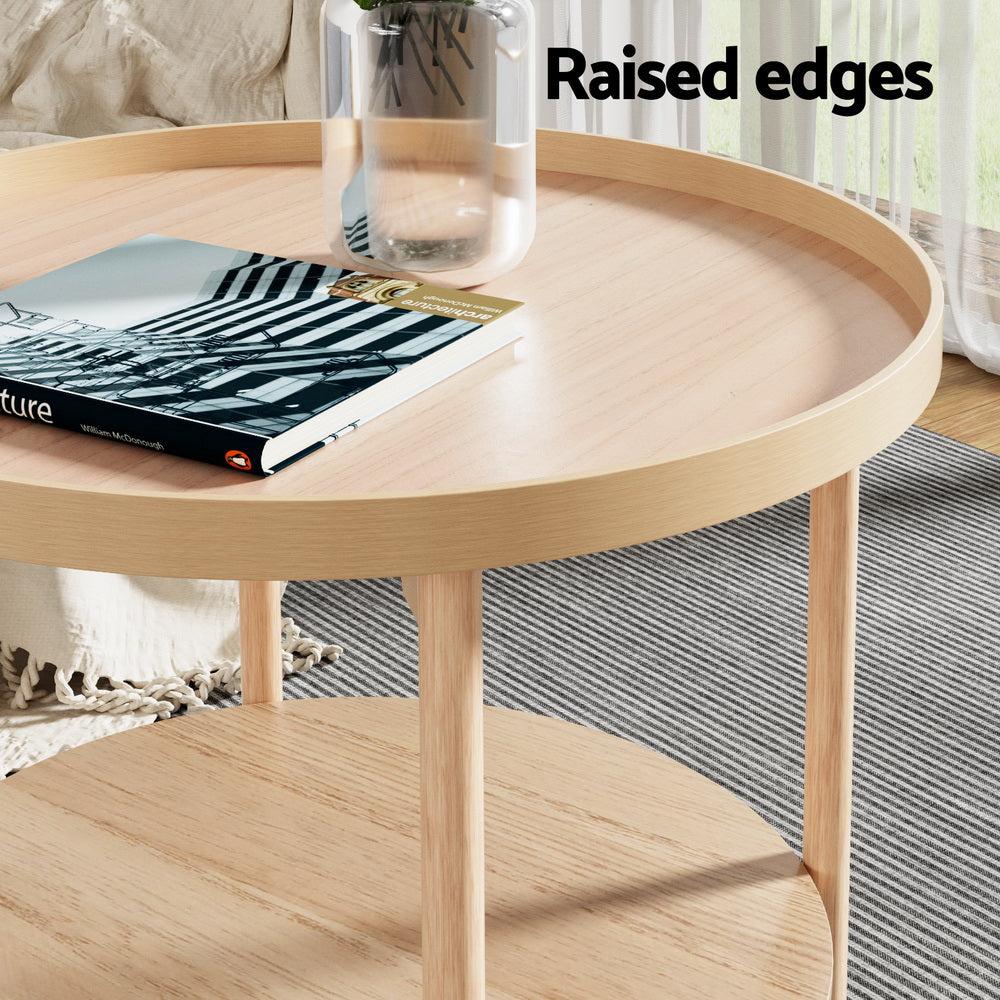 Artiss Coffee Table Side Table Round 70CM