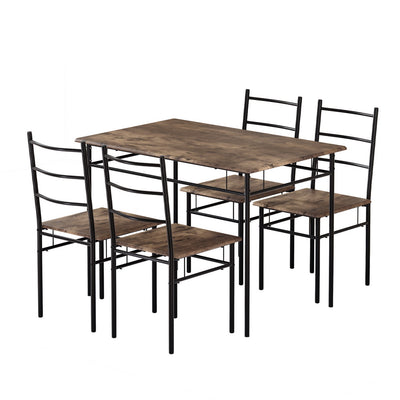 Artiss Dining Table and Chairs Set 5PCS Industrial Wooden Metal Desk Walnut