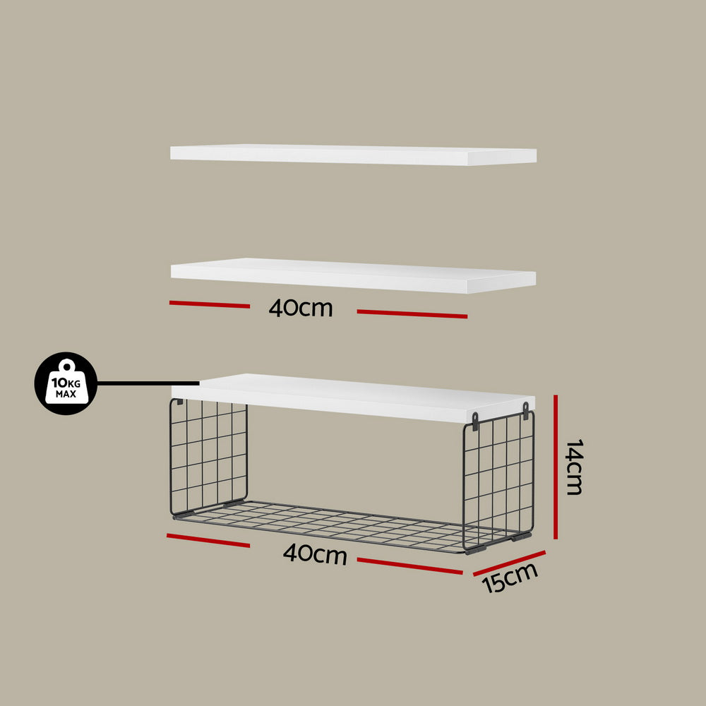 Artiss Floating Wall Shelf Set of 3 White
