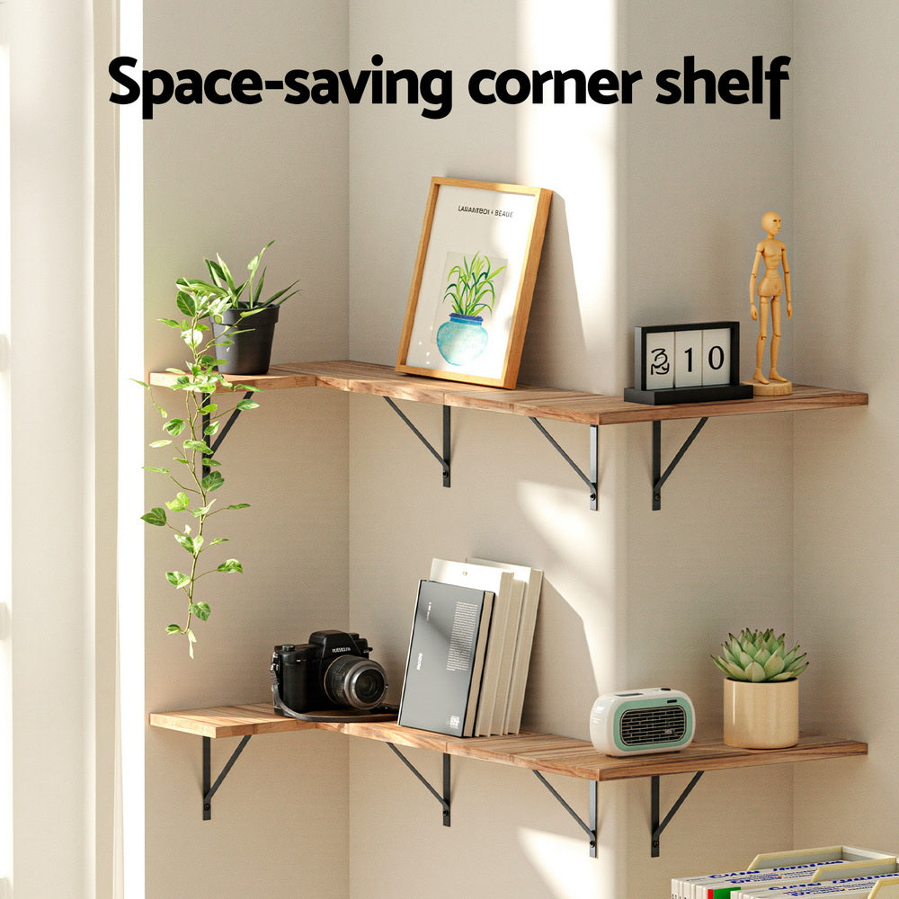 Artiss Floating Wall Shelf Corner Shelves Set of 4 Wood
