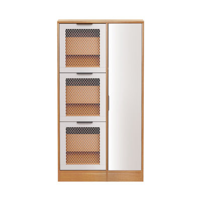 Artiss Mirror Shoe Cabinet White Mesh