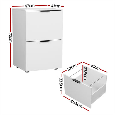 Artiss Filing Cabinet Files Storage Office Shelves File Organiser White 2 Drawer