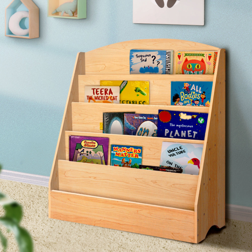 Keezi 5 Tiers Kids Bookshelf Magazine Shelf Rack Organiser Bookcase Display