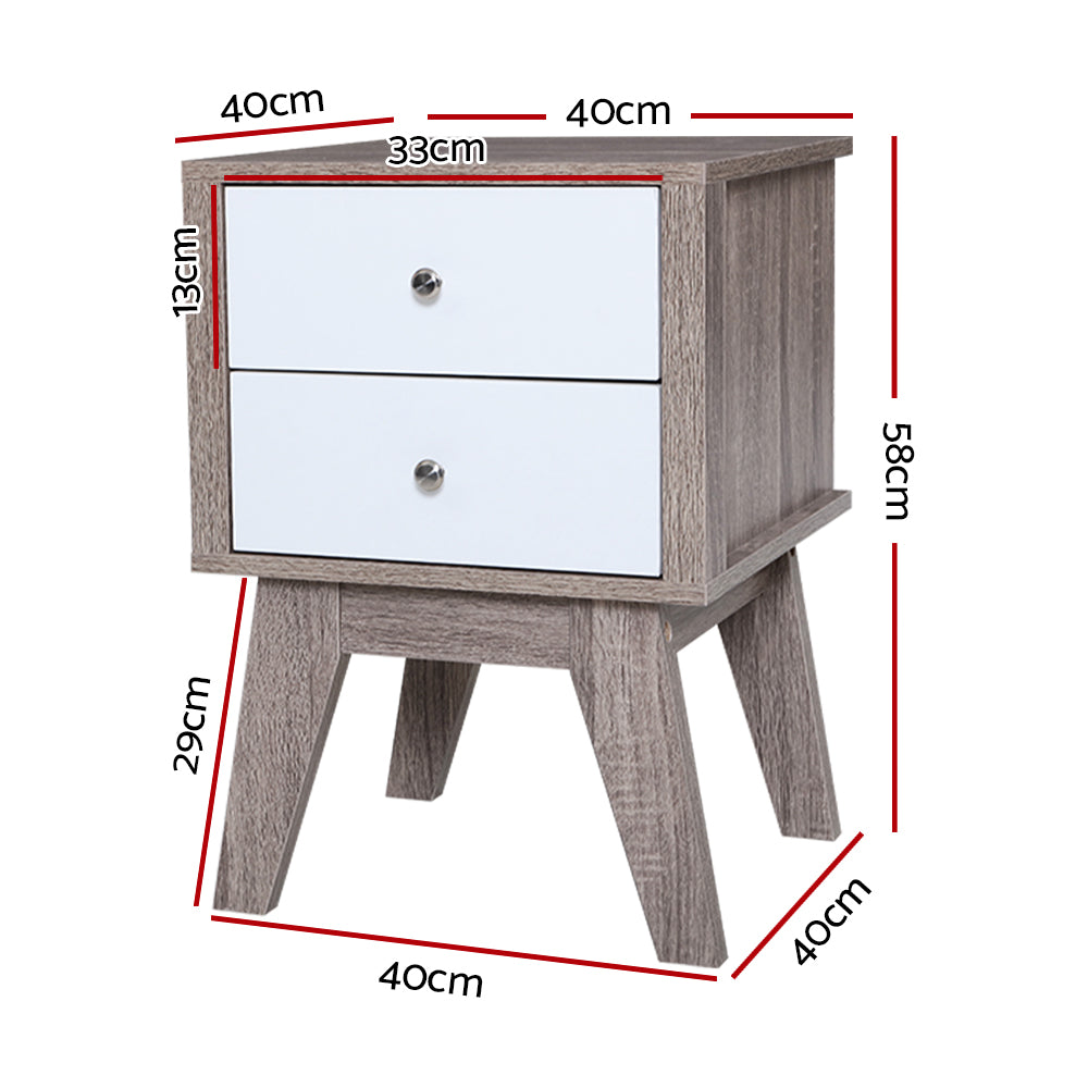 Artiss Bedside Tables Drawers Side Table Nightstand Storage Cabinet Wood