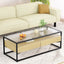 Artiss Coffee Table 2 Drawers Glass Tabletop Pine