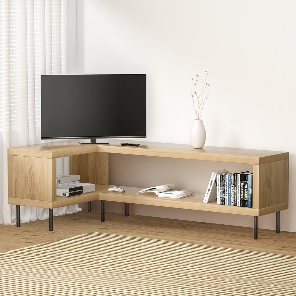 Artiss Corner Entertainment Unit TV Cabinet Display Storage Shelf Wooden Pine