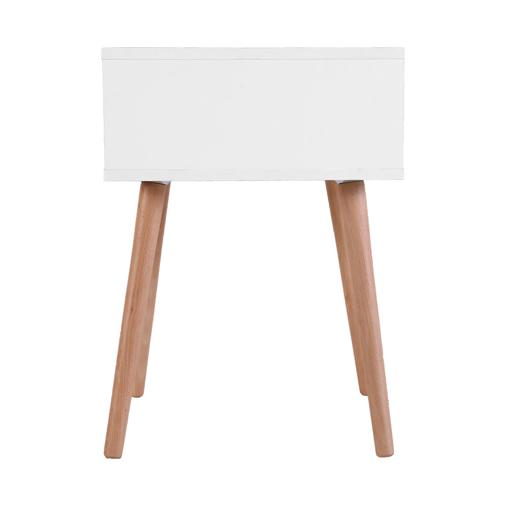 Artiss Bedside Tables Drawers Side Table Storage Cabinet Nightstand Solid Wood Legs Bedroom White