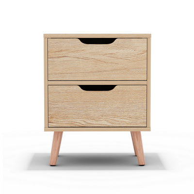Artiss Bedside Table 2 Drawers Nightstand - BODEN Pine