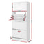 Artiss 2x Shoe Cabinet Storage Organiser 4 Flip Drawer White