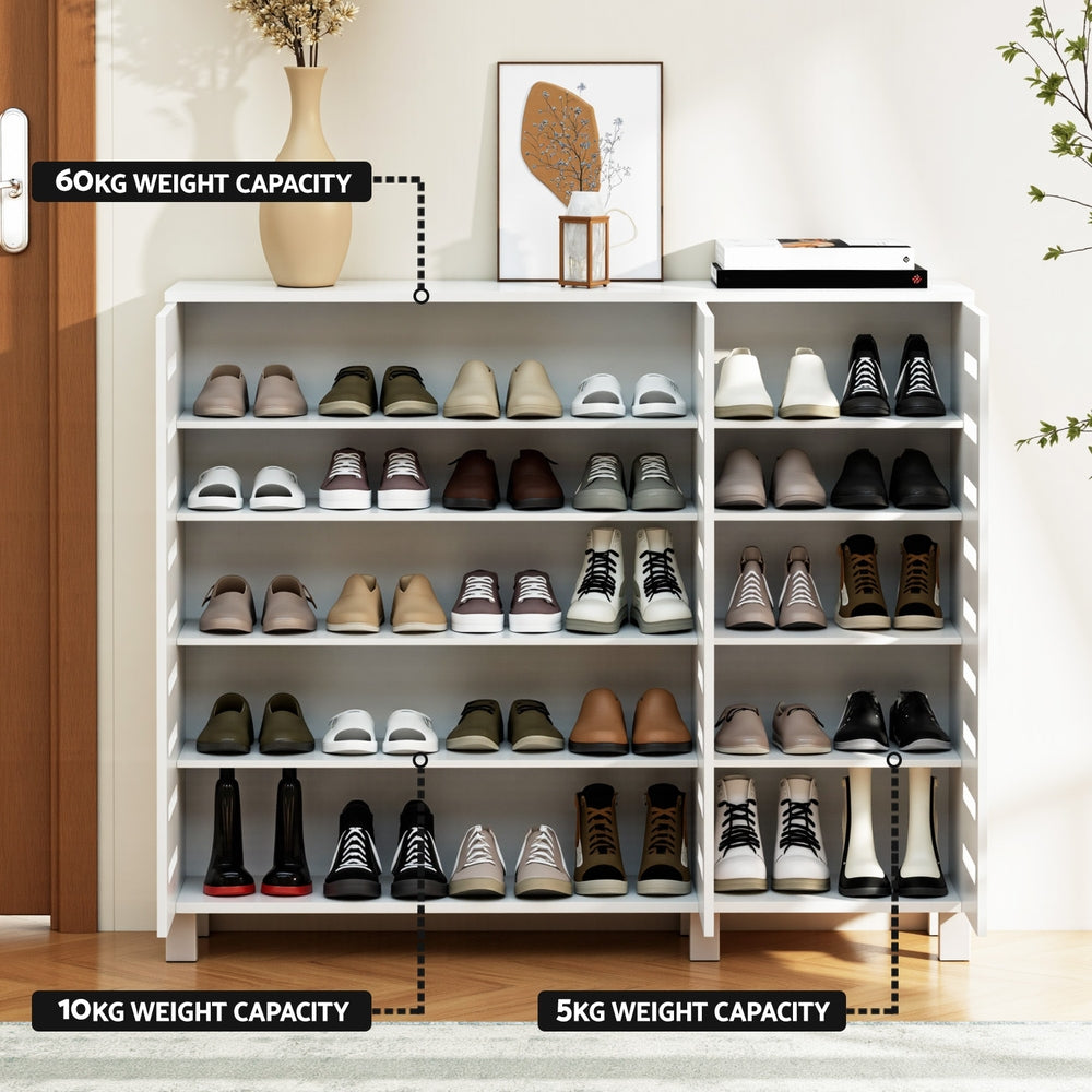Artiss Shoe Rack Cabinet 30 Pairs Adjustable Shelf White
