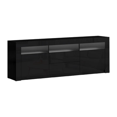 Artiss TV Cabinet Entertainment Unit Stand RGB LED High Gloss Furniture Storage Drawers Shelf 180cm Black