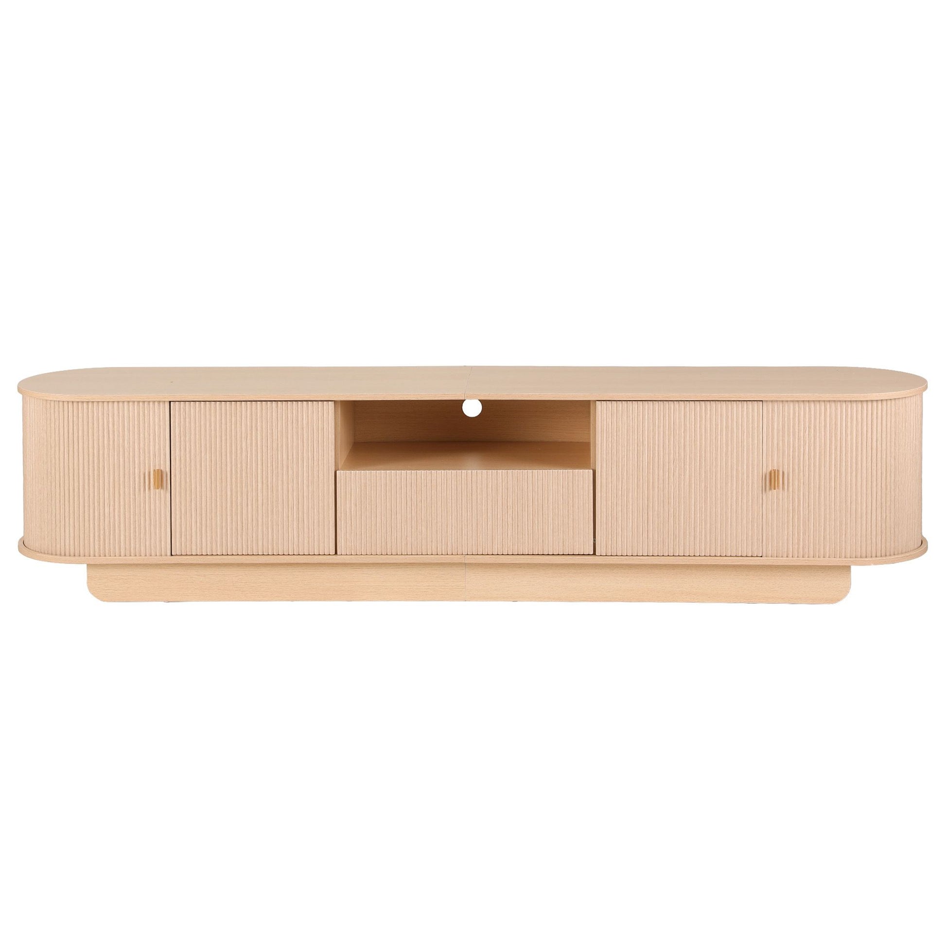 Artiss 220cm TV Unit Rounded Edge Slide Side Cabinet Door Pine