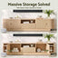 Artiss 220cm TV Unit Rounded Edge Slide Side Cabinet Door Pine