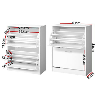 Artiss 2 Door Shoe Cabinet - White