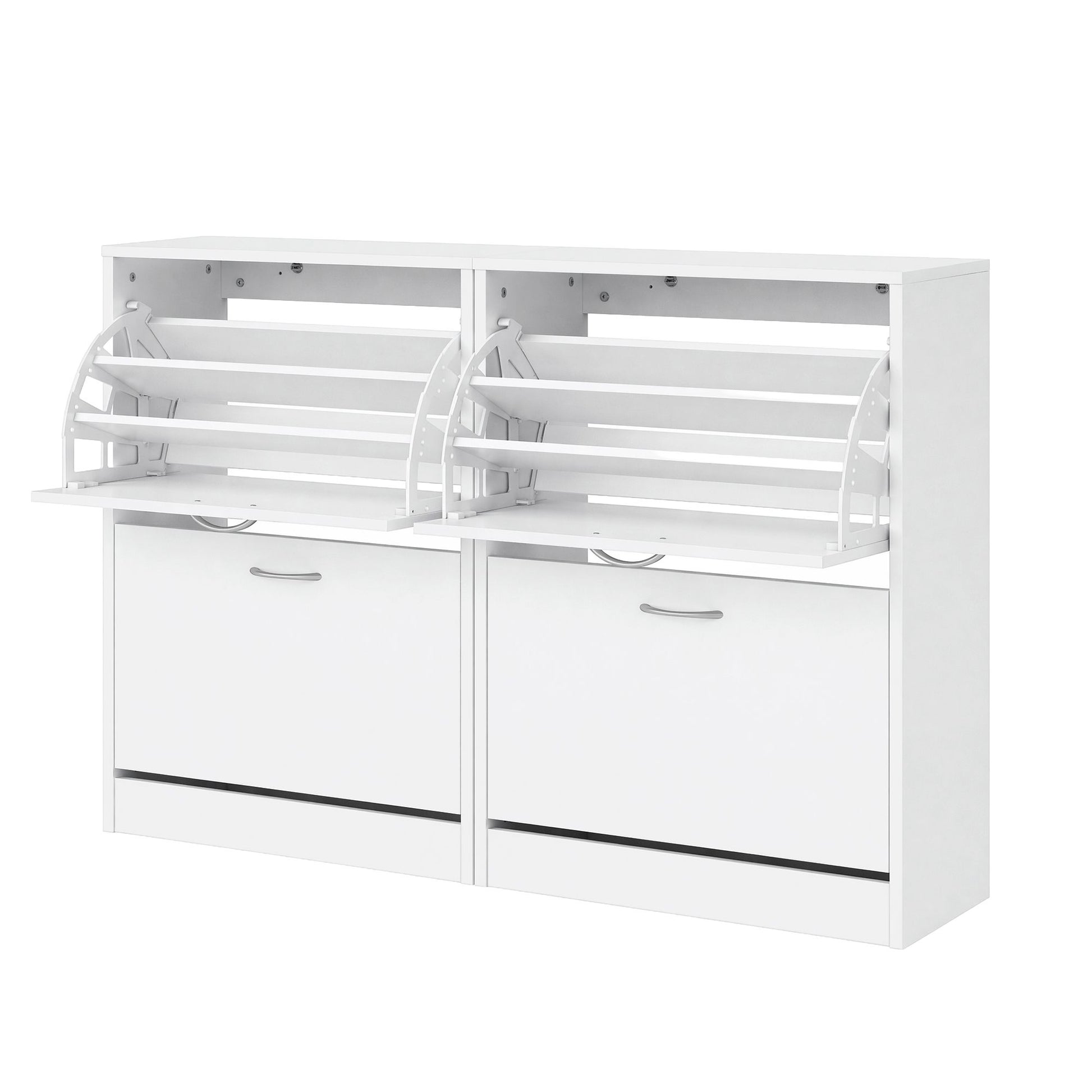 Artiss 2x Shoe Cabinet Storage Organiser 2 Flip Drawer White