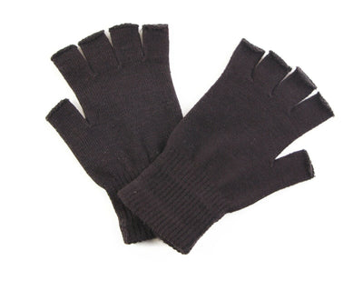 Fingerless Knitted Woven Gloves Winter Accessory Glove Dark Brown