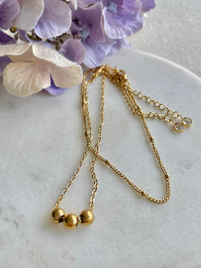Floating gold ball double chain bracelet – Tarnish Proof Jewellery