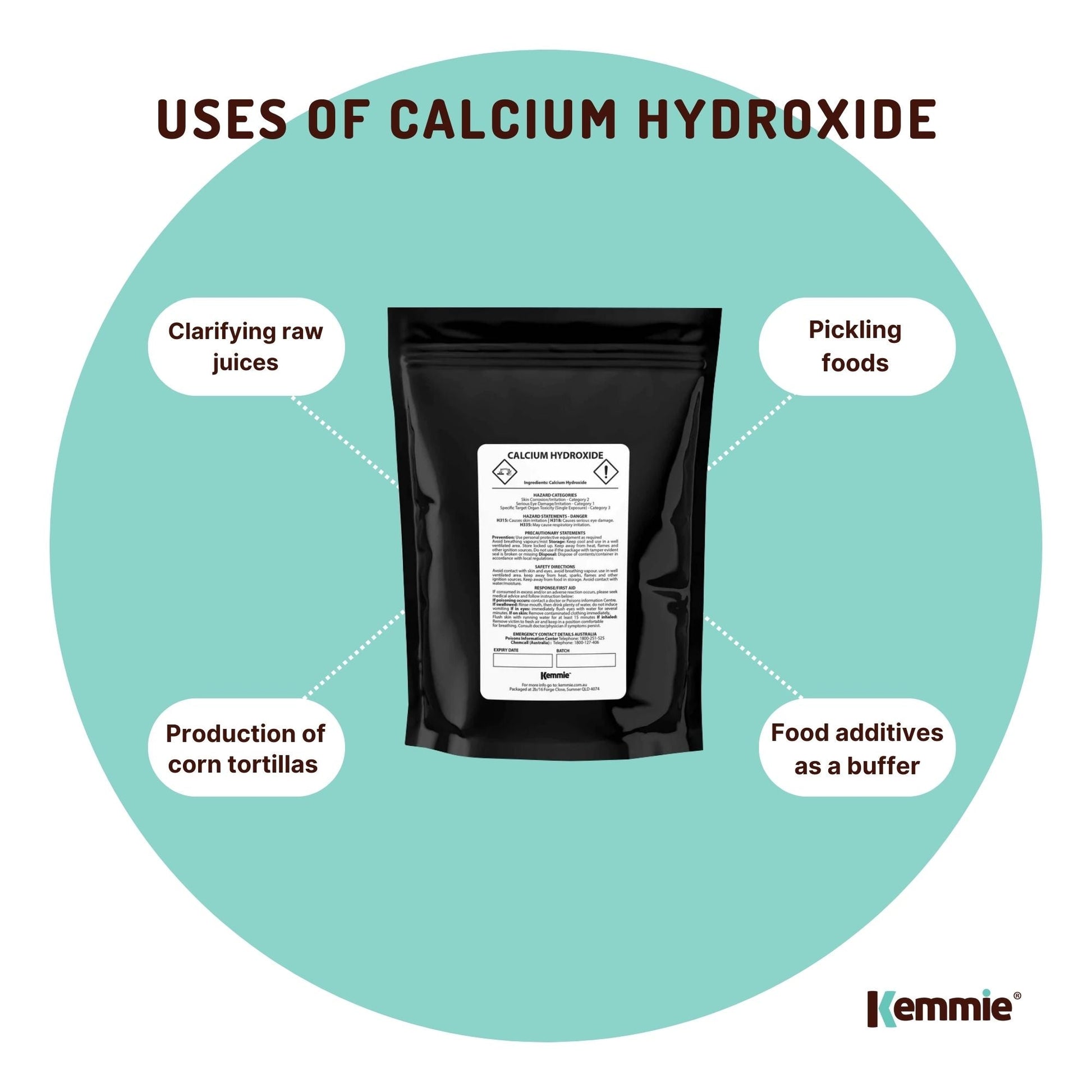 Food Grade Calcium Hydroxide Powder Bags - FCC Hydrated Slaked Pickling Bulk