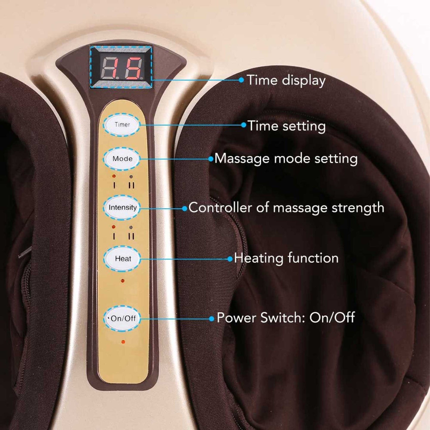 Foot Massager Machine Gold 3D Shiatsu Heat Kneading Pressing Relax Home Massage