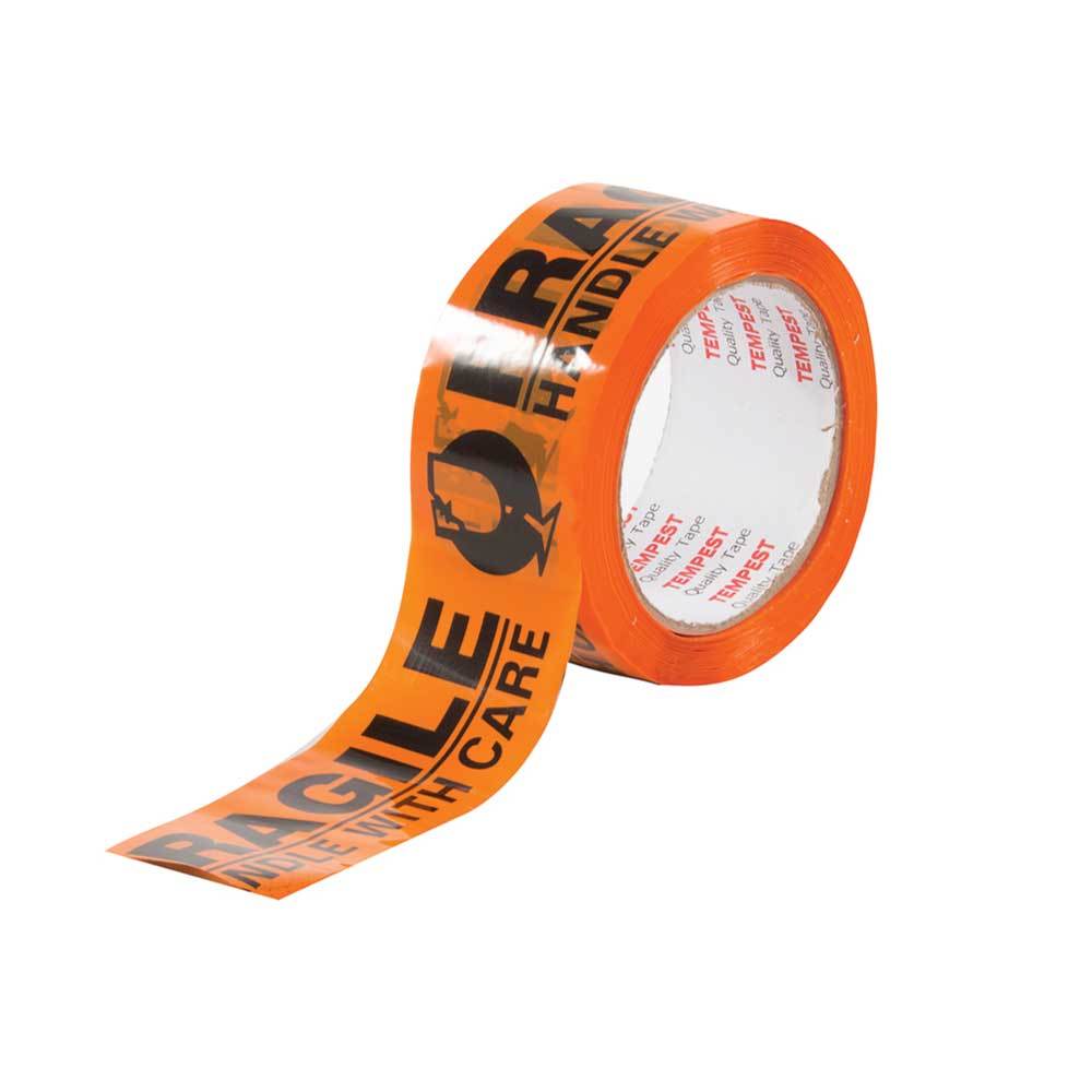 Fragile Dispatch Tape 48mmx75m -Orange Black Roll Handle With Care Packing Label
