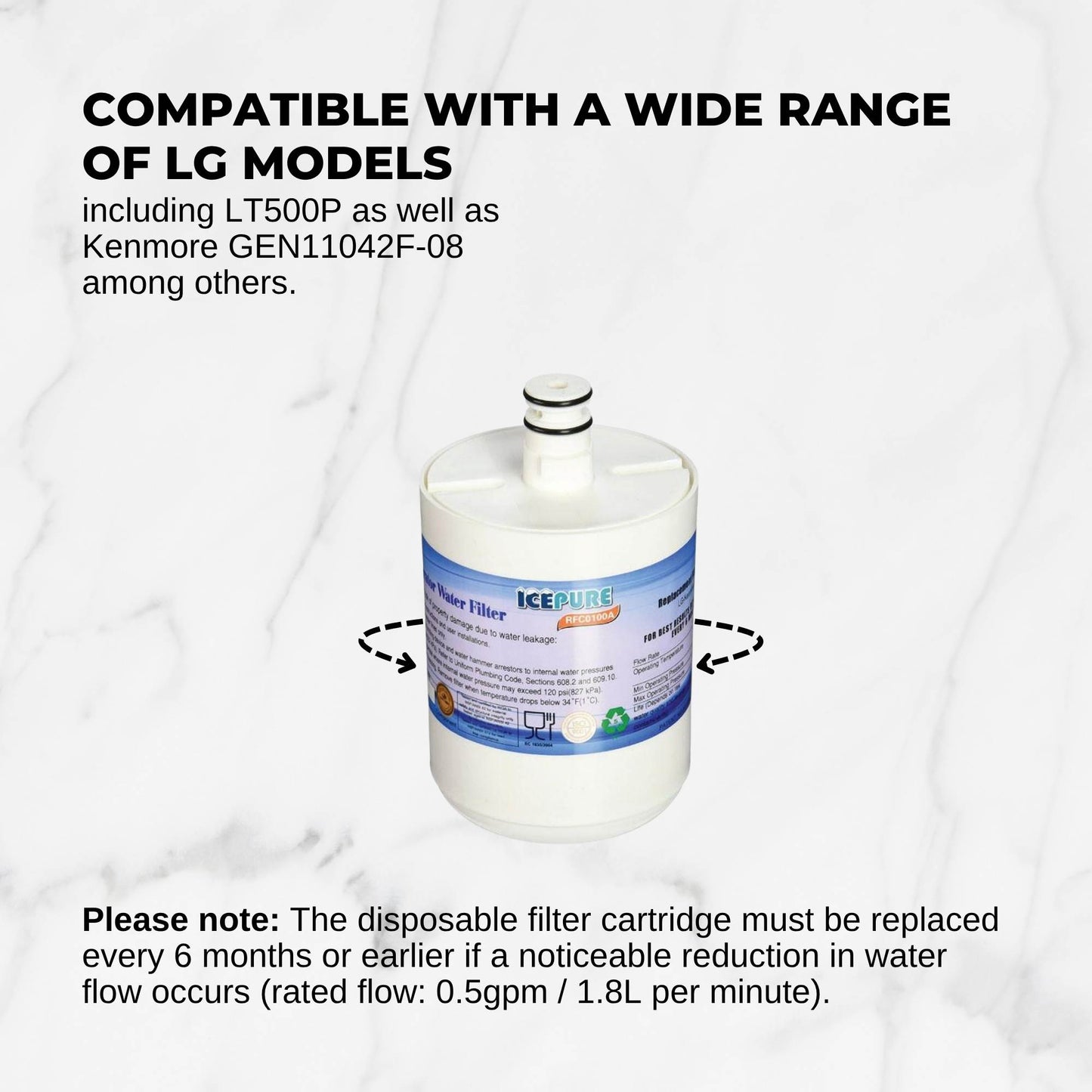 Fridge Water Filter Cartridge - RFC0100A RWF0100A For LG LT500P 5231JA2002 KENMORE G