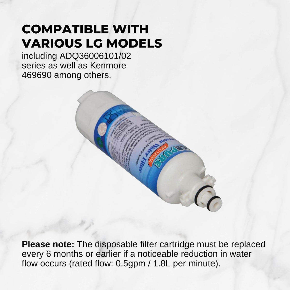 Fridge Water Filter Cartridge | RFC1200A RWF1200A For LG ADQ36006101 ADQ36006101