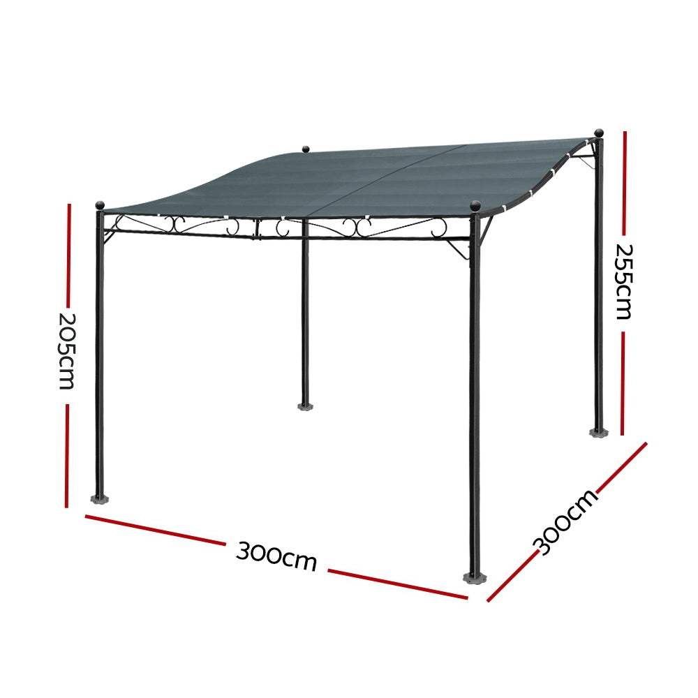 Instahut Gazebo 3x2.55m Party Marquee Outdoor Wedding Tent Iron Art Canopy Grey