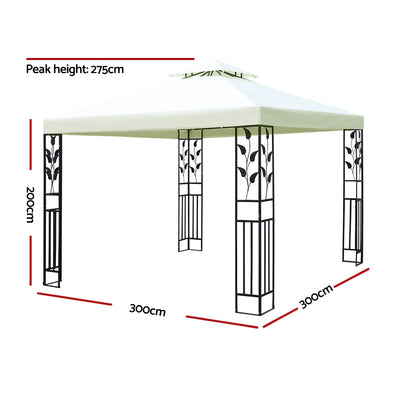Instahut Gazebo 3x3m Party Marquee Outdoor Wedding Event Tent Iron Art Canopy White