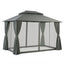 Instahut Gazebo 3x4m Canopy Outdoor Steel Frame Patio Tent Curtains Marquee Grey