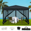 Instahut Gazebo Pop Up Marquee 3x3m Wedding Party Outdoor Camping Tent Canopy Shade Mesh Wall Black