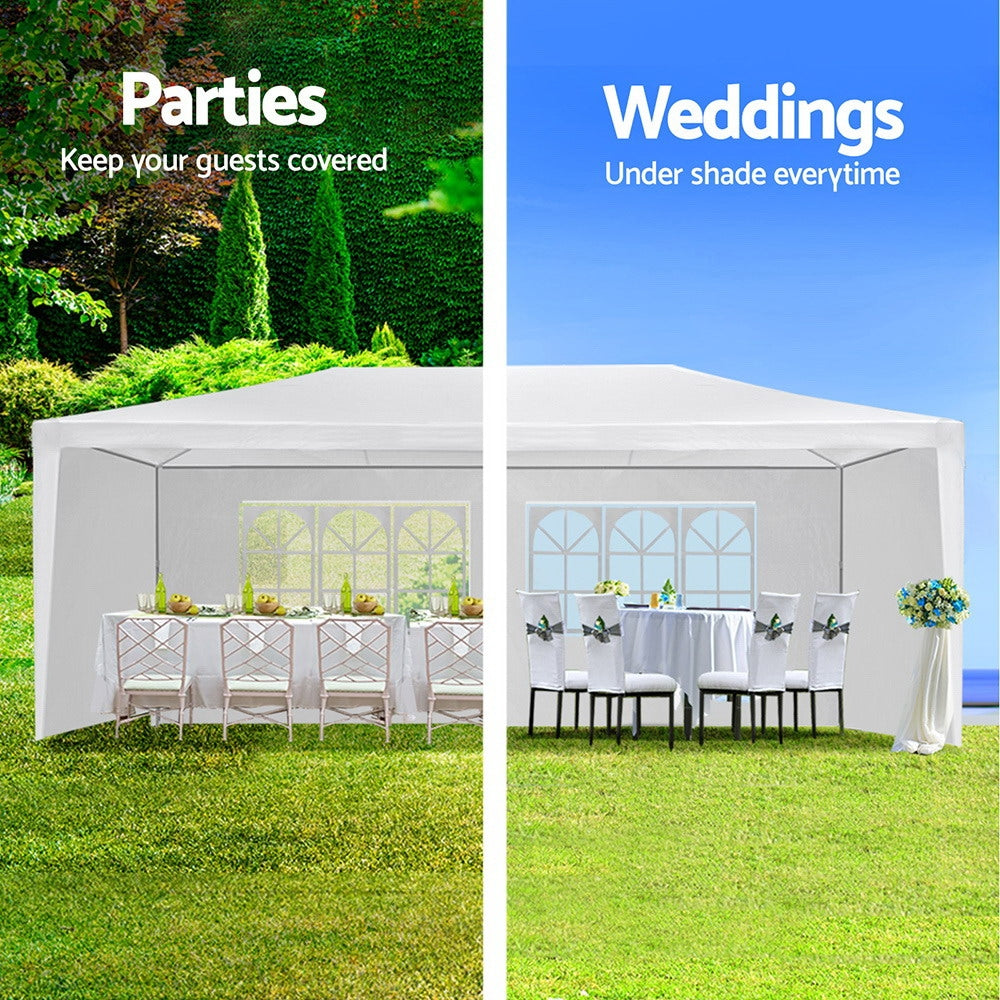 Instahut Gazebo 3x6m Outdoor Marquee Side Wall Party Wedding Tent Camping White 6 Panel