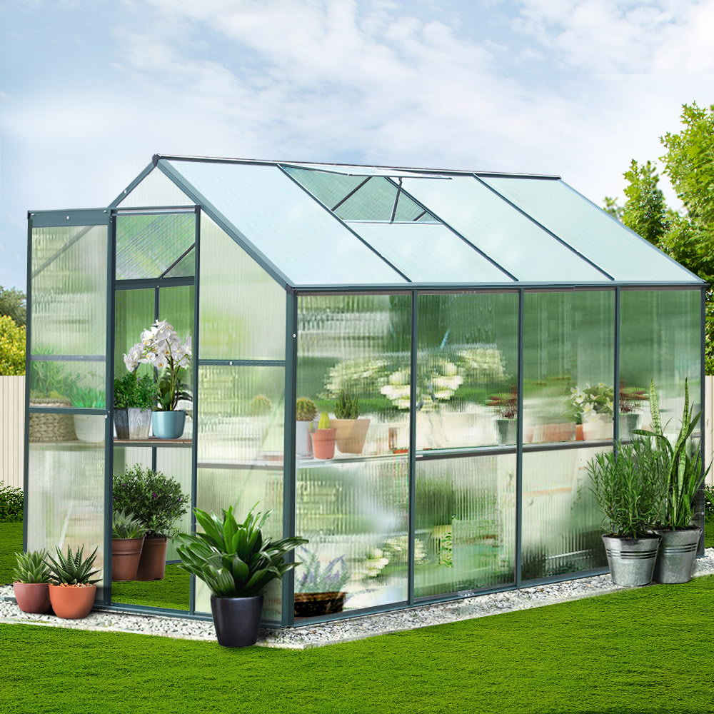 Greenfingers Aluminum Greenhouse Green House Garden Shed Polycarbonate 2.52x1.9M