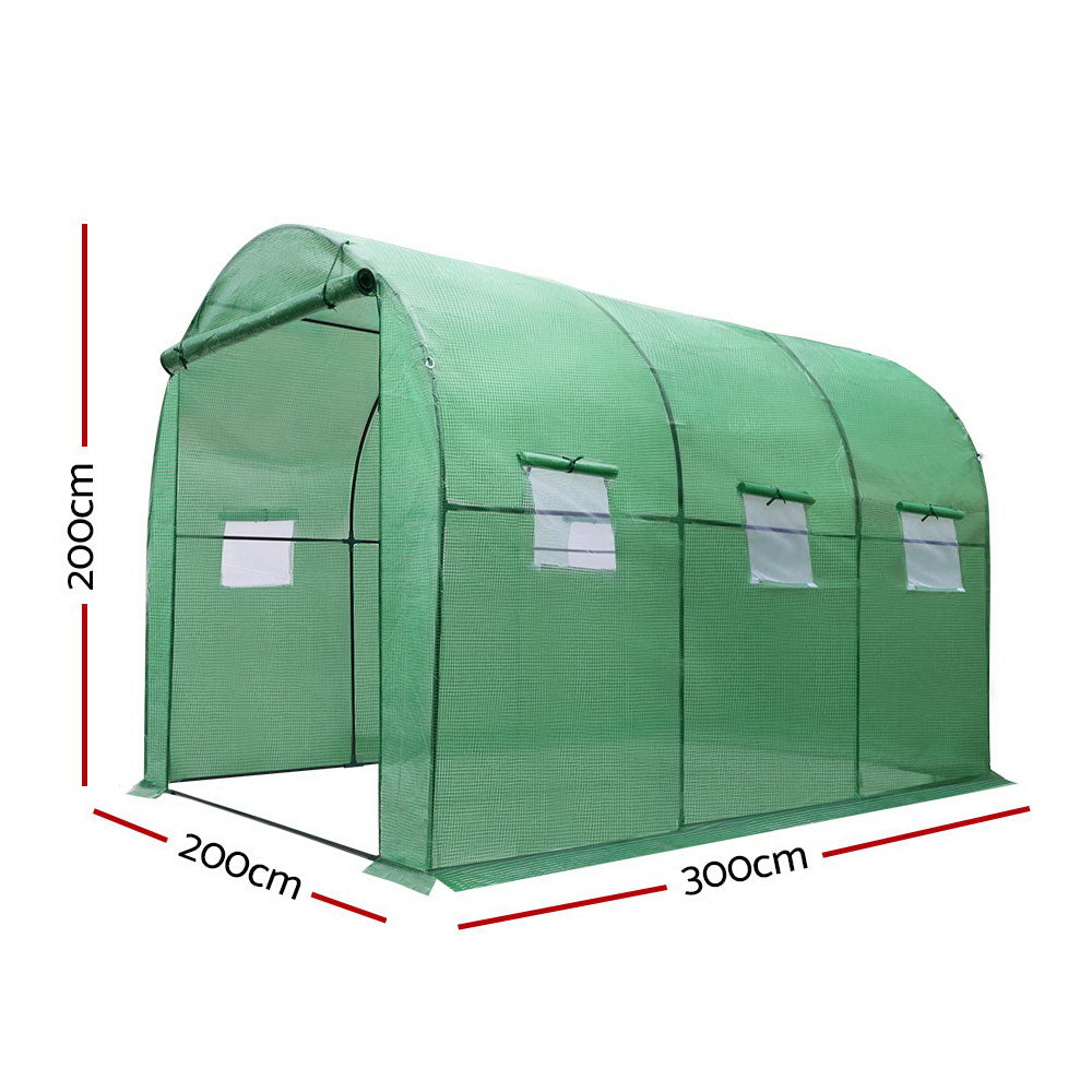 Greenfingers Greenhouse 3x2x2M Walk in Green House Tunnel Plant Garden Shed Dome