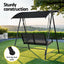 Gardeon Outdoor Swing Chair Garden Bench 2 Seater Canopy Patio Furniture Black