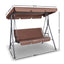 Gardeon 3 Seater Outdoor Canopy Swing Chair - Coffee