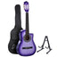 Alpha 34" Inch Guitar Classical Acoustic Cutaway Wooden Ideal Kids Gift Children 1/2 Size Purple with Capo Tuner