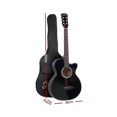 ALPHA 38 Inch Wooden Acoustic Guitar Black