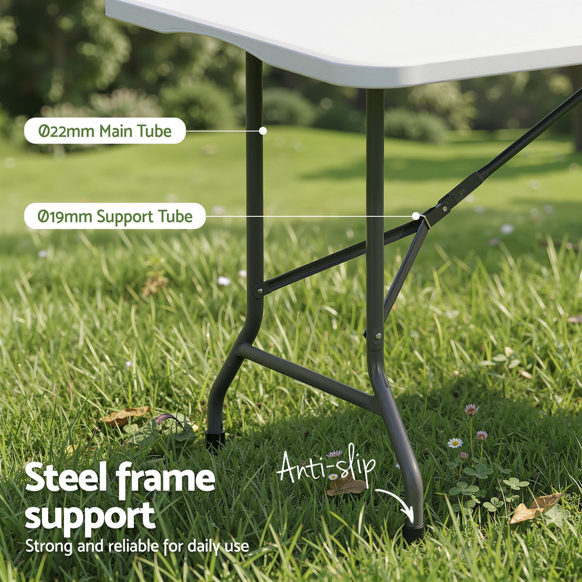 Gardeon 180cm Folding Table Portable Fold-in-Half with Handle Camping Picnic