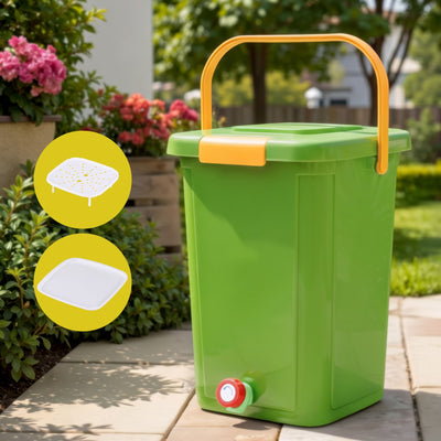 Gardeon 20L Kitchen Compost Bin Food Waste Caddy Drain Tap Green
